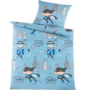 2 шт. Молодёжное постельное белье Renforce, 135x200+80x80см, мотив: Superboy, синий, 100% хлопок KH-Haushaltshandel