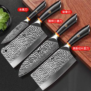 Mad Shark Импортный набор кухонных ножей из дамасской стали для дома: шеф-нож, нож для мяса, сантоку, нож для фруктов, топорик