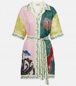 Льняное мини-платье с поясом Rochester Alémais, разноцветный