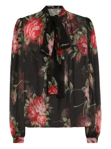 Блузка с цветочным принтом Dolce & Gabbana, черный