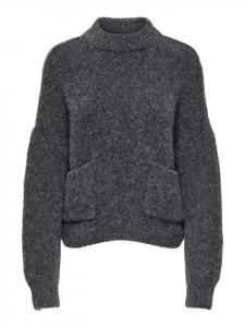 Темно-серый меланжевый вязаный свитер ONLY