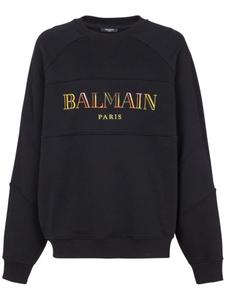 Balmain толстовка оверсайз с вышивкой, черный