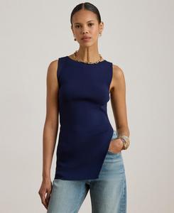 Женский трикотажный свитер без рукавов в рубчик Lauren Ralph Lauren, Refined Navy