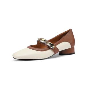 Туфли Мэри Джейн женские FMM, White & Brown