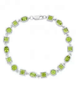 Браслет из стерлингового серебра с овальными и квадратными камнями Simona, peridot