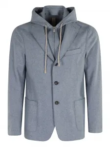 Жакет с капюшоном и тремя пуговицами Eleventy, синий