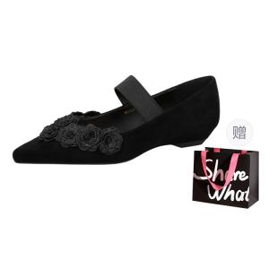 Повседневные однобортные туфли женские BIGTREE, Black+Shopping Bag