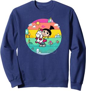 Толстовка с изображением миньона Агнес и Пушистика (Круг) Minions, темно-синий