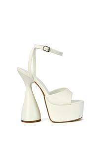 Высокий каблук с блоком цилиндров и платформой 'Acacia' с открытым носком и ремешками на высоком каблуке XY London, белый