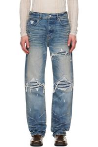 Плиссированные джинсы прямого кроя MX1 Amiri, индиго