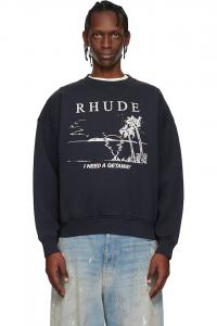 Rhude Черная толстовка с надписью «Мне нужен отдых»