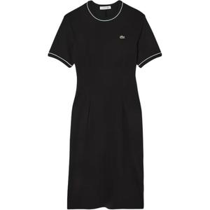 LACOSTE Женское черное платье с короткими рукавами
