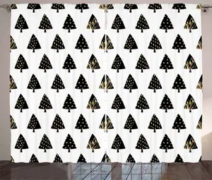 Штора ABAKUHAUS "Геометрический лес в деревенском стиле", пятнистые деревья, универсальная ленточная штора для гостиной с петлями и крючками, 280 x 225 см, цвет: песочно-коричневый, белый, черный Abakuhaus