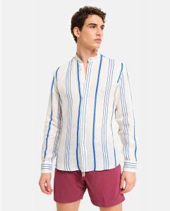 Классическая мужская льняная рубашка в полоску белого цвета PENINSULA, белый
