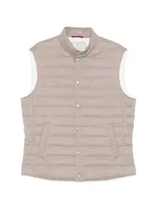 Стеганое пальто на пуговицах Brunello Cucinelli, бежевый