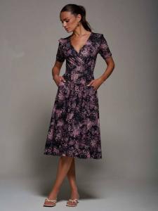 Платье миди с драпировкой Abstract Jolie Moi, Black/Pink