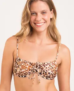 Утепленный лиф бикини-балконет с принтом Río de Sol, коричневый