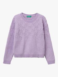 Детский свитер с воротником-гольф из шенилла Benetton, Violet