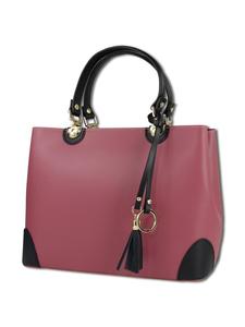 Наплечная сумка Toscanto Handtasche, Umhängetasche Leder altrosa, schwarz ca. 32cm