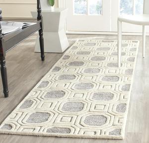 Ковер-дорожка SAFAVIEH, 79 x 244 см, Precious Collection, Silver, ручной работы в стиле ар-деко, идеально подходит для помещений с высокой проходимостью в гостиной, спальне (PRE153G)