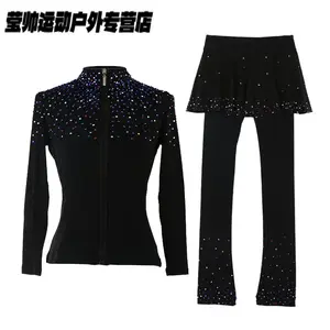 HEAD Детский костюм для тренировок по фигурному катанию, высокоэластичный, waterproof, на флисе, с защитой на бедрах, черный комплект, размер XS