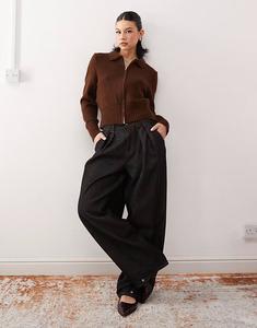 Вязаный кардиган на молнии шоколадного цвета Reclaimed Vintage