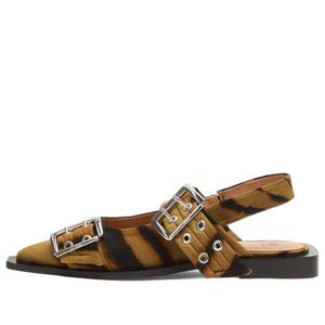 Балетки с женственной пряжкой Ganni, хаки