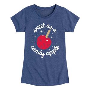 Футболка с рисунком яблока для девочек 7–16 лет «Осень Sweet As A Candy Apple» Licensed Character, синий