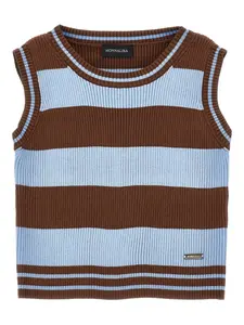 Полосатый топ в рубчик Monnalisa, коричневый