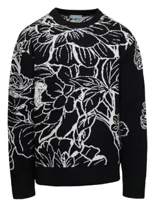Свитер с цветочной вышивкой 3Paradis, черный
