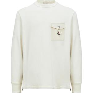 Свитшот с накладным карманом на груди и логотипом Moncler, белый
