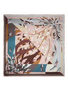 Шелковый шарф с принтом перьев Lancel, нейтральный