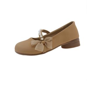 WUJI Женские туфли Мэри Джейн на массивном каблуке пшеничного цвета, цвет Wheat