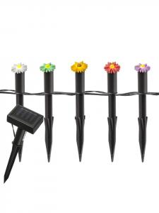 Marelida Светодиодная гирлянда на солнечных батареях в виде цветов, 5 садовых колышков, высота 17 см, разные цвета