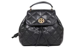 Кожаный рюкзак Trumpets для женщин черный с золотом TORY BURCH