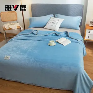 Yalu Зимний комплект постельного белья из утолщенного велюра (простыня 150х200 см, 1 наволочка), цвет Bentley Blue, антистатик