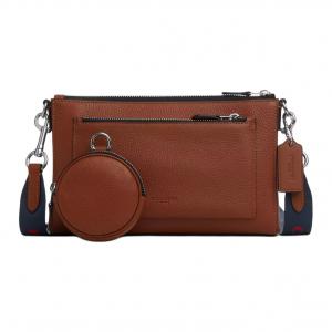 COACH Кожаный плечевой кроссбод из гладкой телячьей кожи среднего размера мужской красно-деревянного оттенка