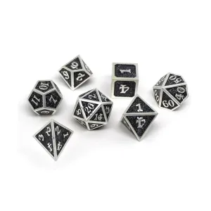 Героические кубики металлического блеска — черные с серебром (7), Dice - Metal 7 Piece Poly Sets (Easy Roller Dice)