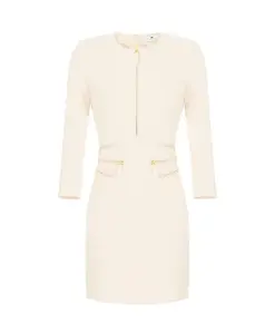 Платье из двухслойного крепа с застежкой-молнией. Elisabetta Franchi, бежевый