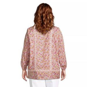 Топ-туника больших размеров из поплина Lands' End с разрезом по горловине Lands' End