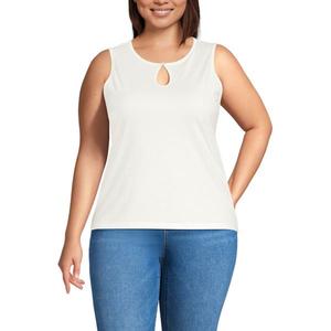 Майка больших размеров с вырезом-замочной скважиной Lands' End, белый