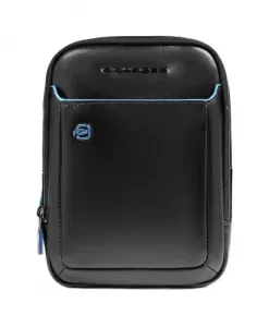 Мужская кожаная сумка через плечо с отделением для iPad mini и карманом для AirPods, с защитой от RFID-сканирования. Piquadro, черный