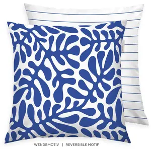 Наволочка new bedroom, ORGANIC LEAVES, 40x40 см или 40x80 см с цветной фирменной молнией Tom Tailor Home, Cobalt