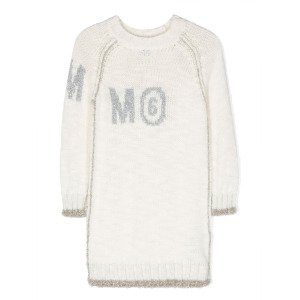 MM6 Maison Margiela Kids платье с длинными рукавами и логотипом, белый