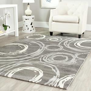 Ковер SAFAVIEH, 82 x 153 см, Porcello Collection, Dark Grey, современный абстрактный дизайн, не линяет и прост в уходе, идеален для помещений с высокой проходимостью: прихожая, гостиная, спальня (PRL3727B)