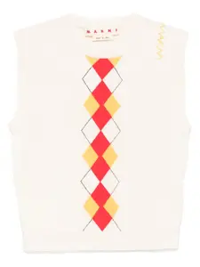 Жилет с узором аргайл Marni, нейтральный