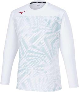 Футболка для теннисных тренировок, с длинным рукавом, влагоотводящая, быстросохнущая, крой Dynamotion, 62JAB511 Mizuno, белый