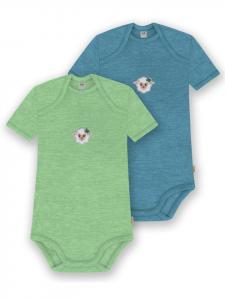 Normani Outdoor Sports Комплект из 2 детских боди с коротким рукавом из мериносовой шерсти, цвет Тауранга, зелено-синий