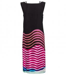 Платье миди с вырезом-лодочкой и принтом Dries Van Noten, фуксия