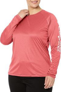 Футболка Columbia Women's Tidal Tee II Long Sleeve Hoodie, Winter Green Heather/White Logo